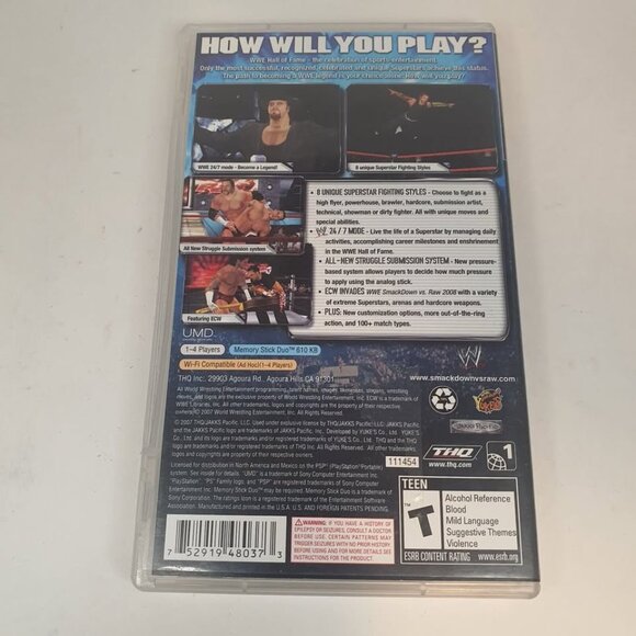 WWE SmackDown vs. Raw 2008 Featuring ECW (Sony PSP, 2007) - Picture 2 of 2